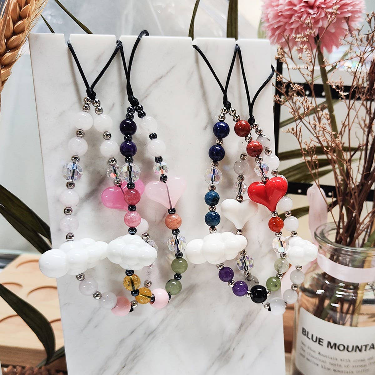 CWMM8722_RETRO RAINBOW SHORT HEART GIRLS PHONE CHAIN