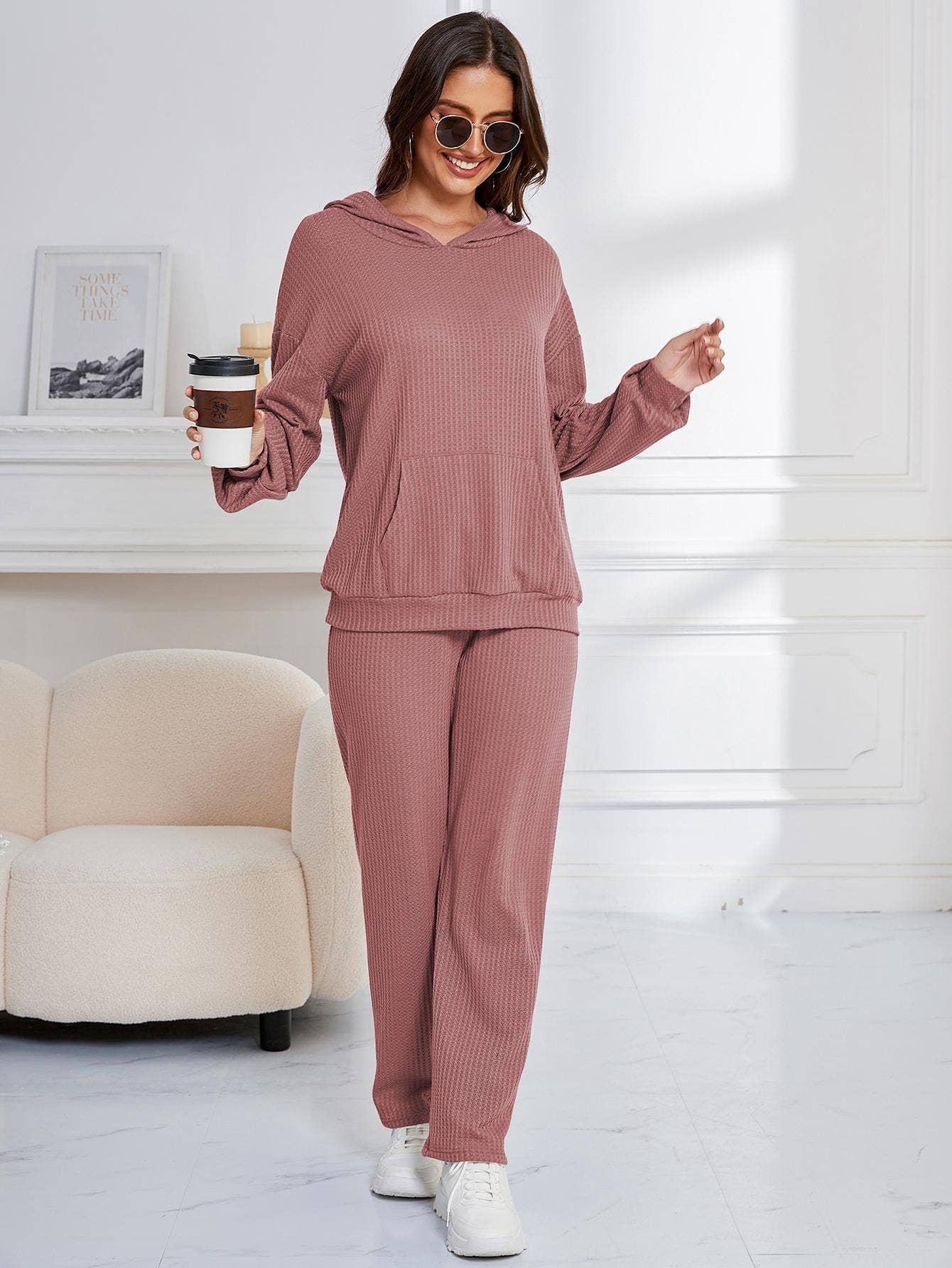 WAFFLE TWO-PIECE LONG SLEEVED PANTS