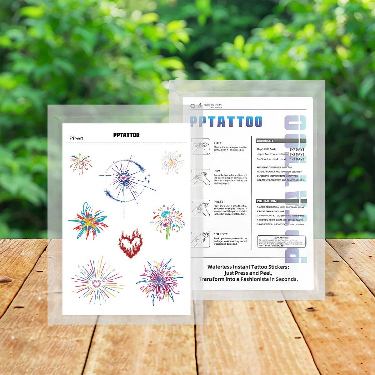 Dopamine Cat Firework Tattoo Stickers Waterproof