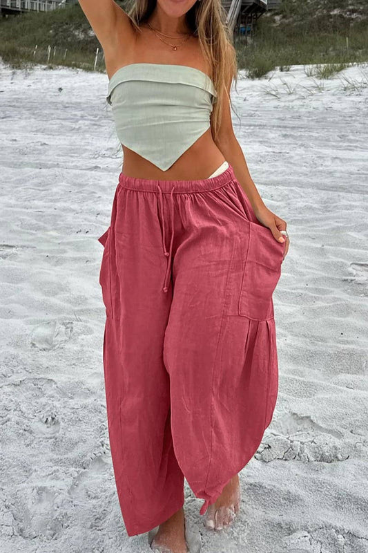 CWBLP0709_LOOSE CASUAL COTTON AND LINEN TROUSERS