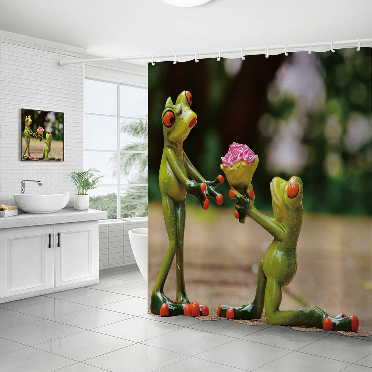 HOT SALE DIGITAL PRINTED FROG SHOWER CURTAIN