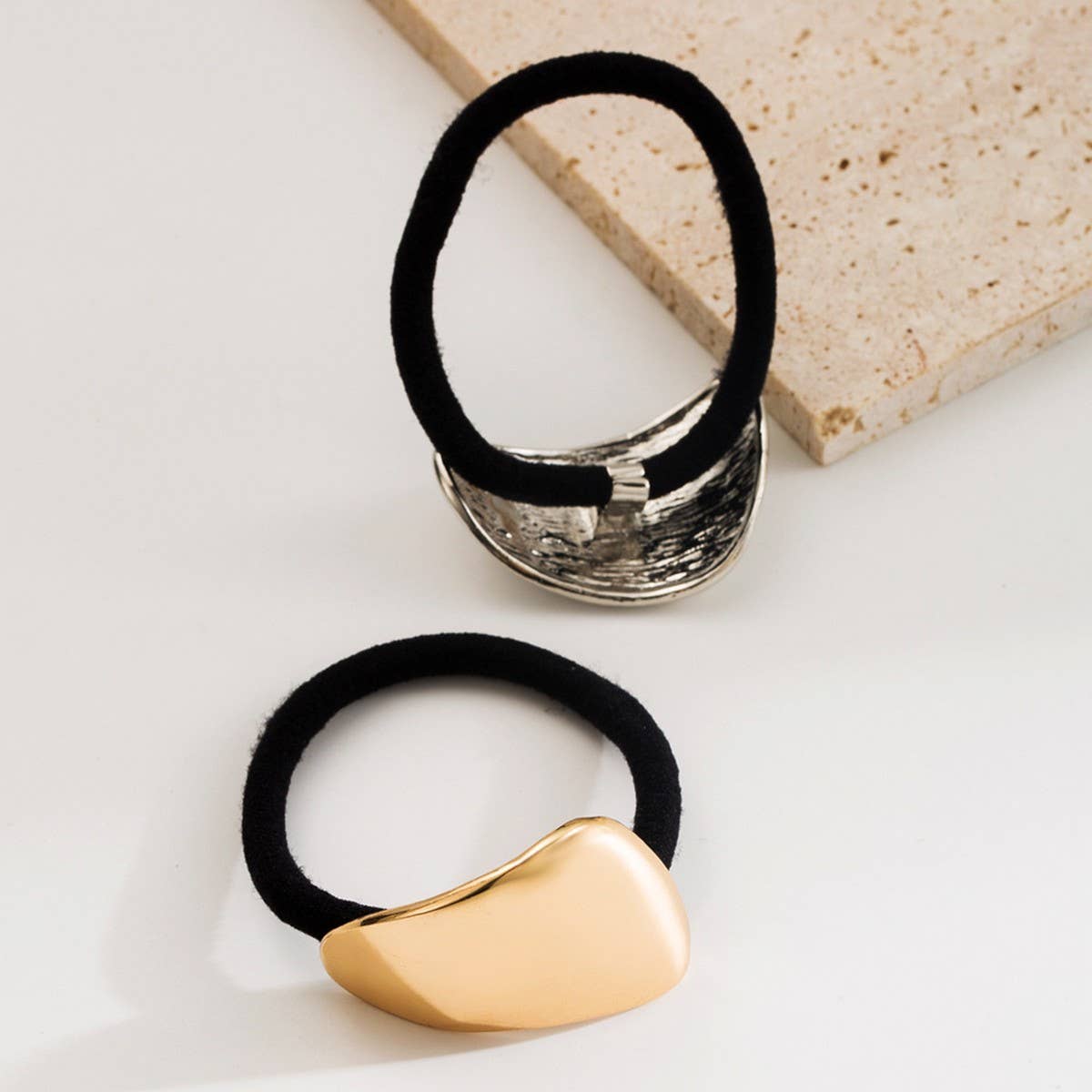 Minimalist Metal Heart Square Elastic Hair Tie