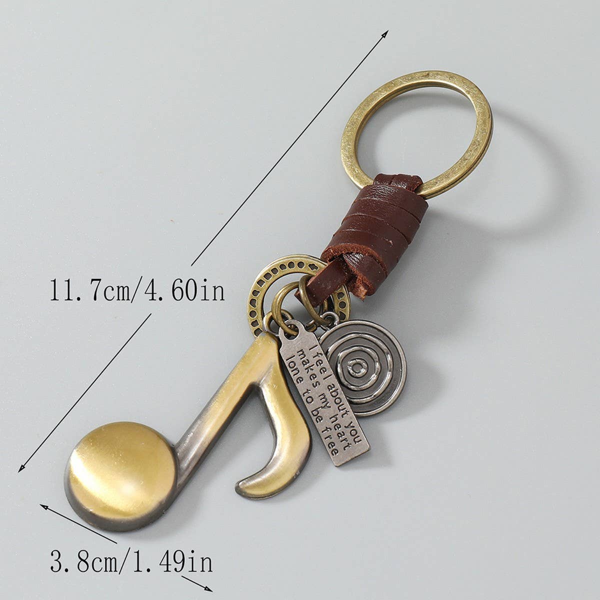 VINTAGE MUSICAL NOTE COWHIDE CAR KEYCHAIN