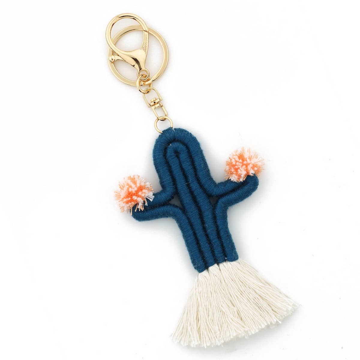 Handmade Cactus Keychain Colorful Cotton Rope_CWAB5025