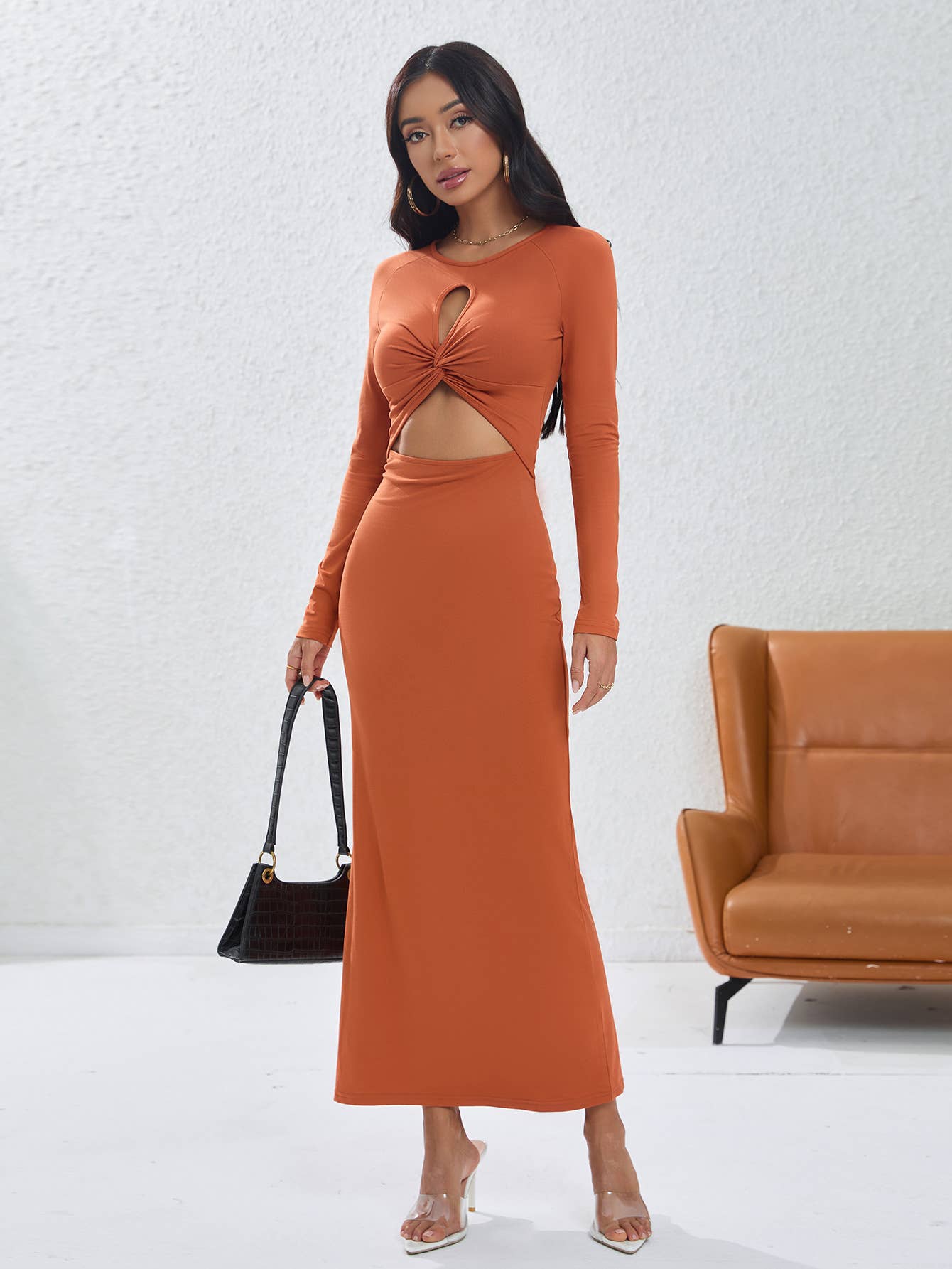 MIDWAIST MIDCROP SOLID COLOR NO-BUTTON ALINE DRESS