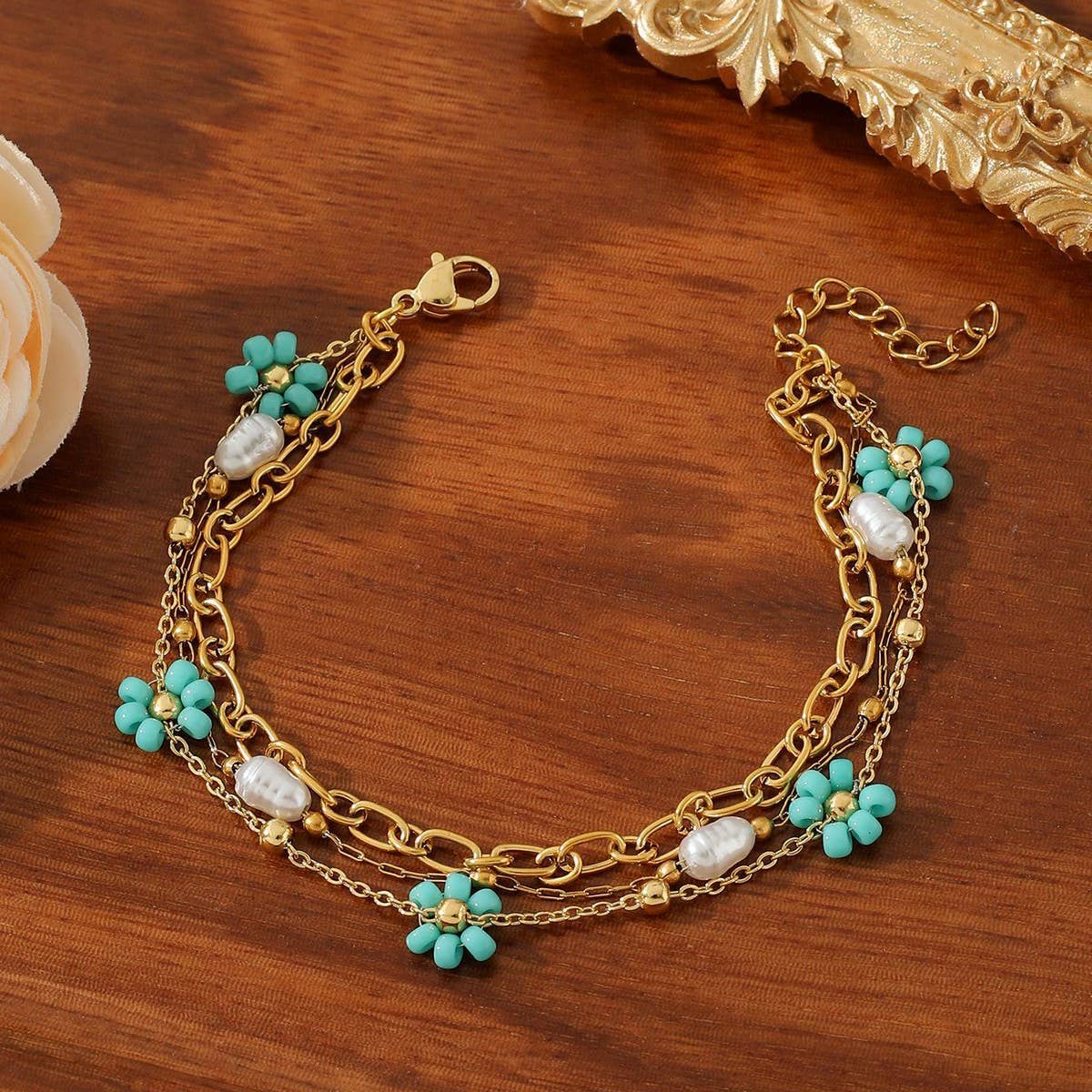 CRYSTAL PETALS 18K GOLD PLATED BRACELET