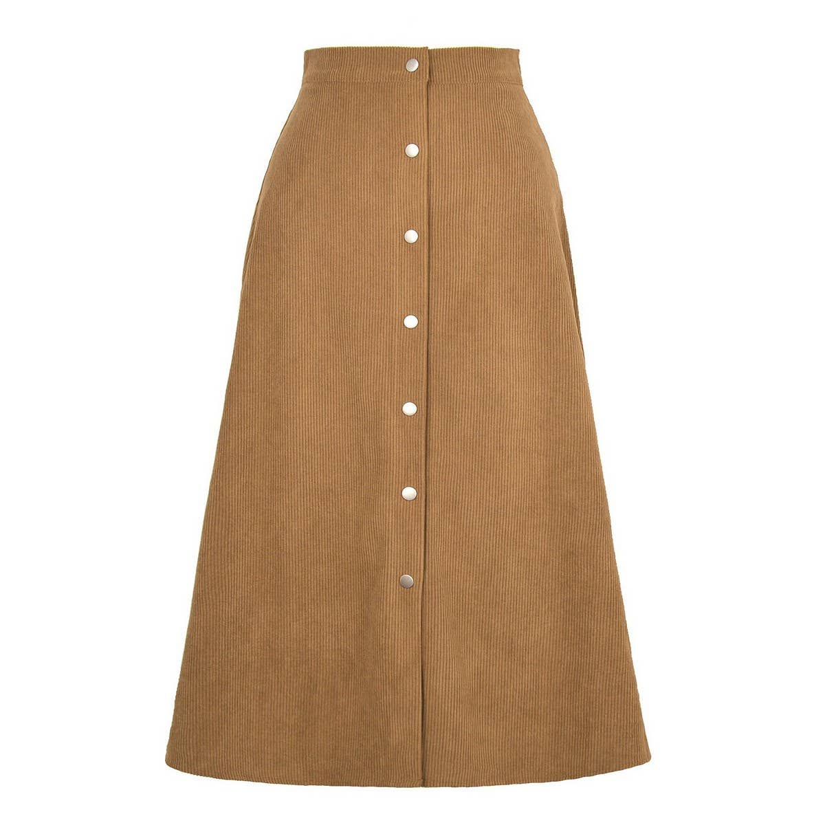 CORDUROY SKIRT SINGLE BREASTED HIGH WAISTLONGSKIRT