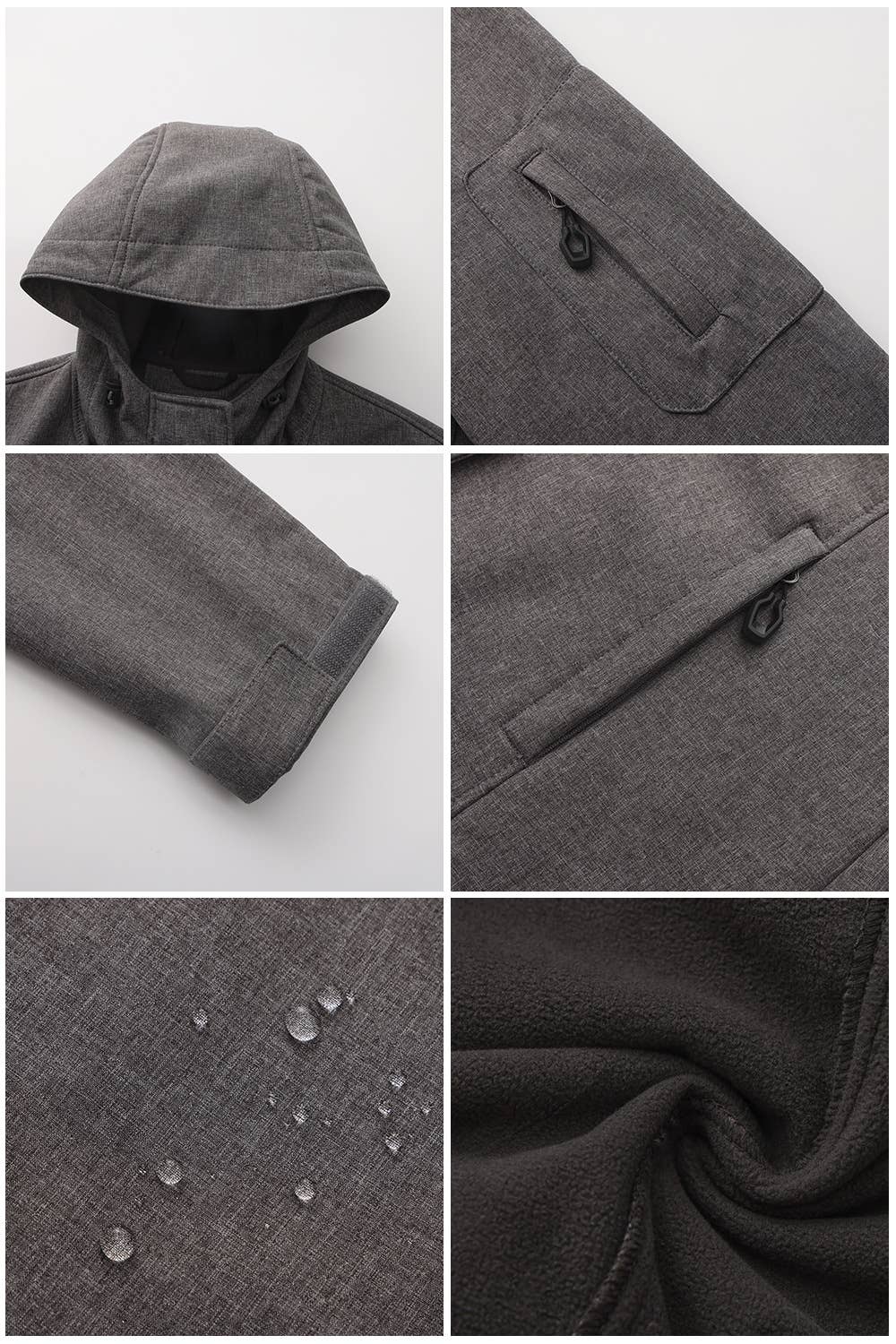 Hooded multi-pocket fleece down jacket