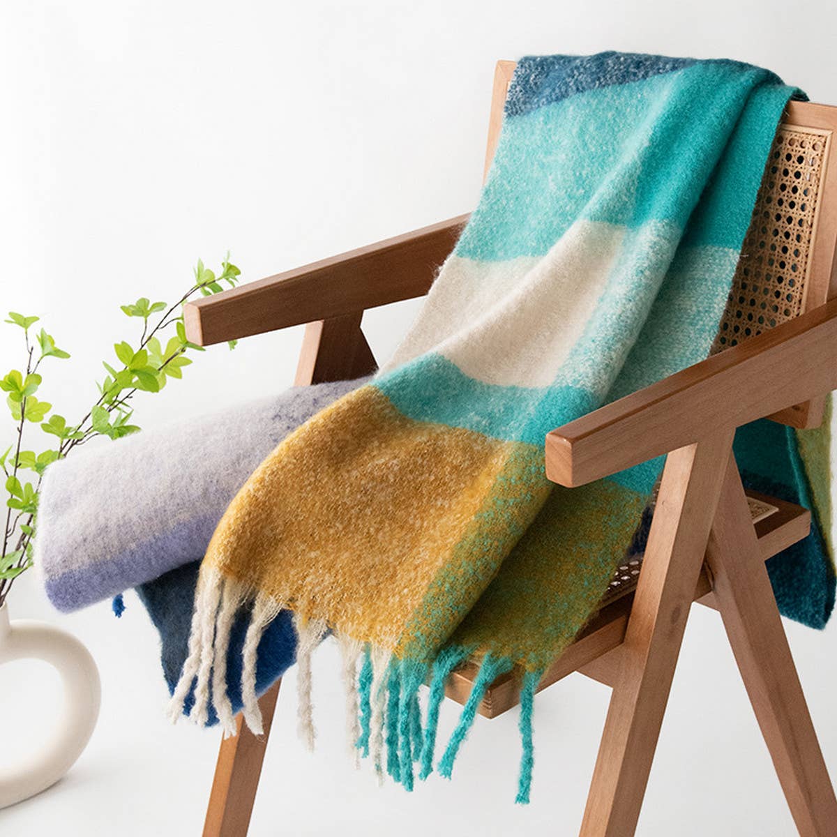 AUTUMN AND WINTER FLUFFY PLAID SCARF_CWASC1006