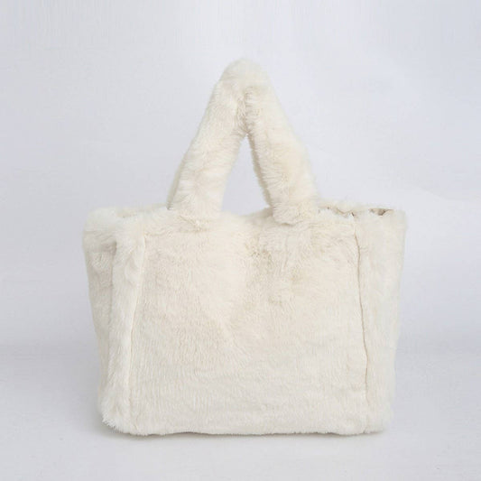 Plush Shoulder Tote Bag Fluffy Underarm Purse_CUAB00585