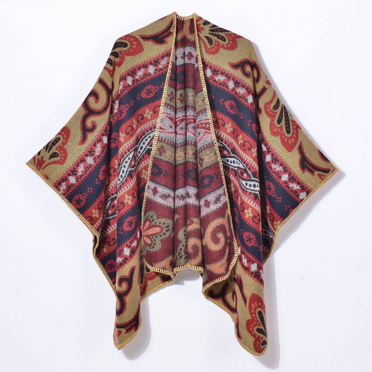 VINTAGE INTERWOVEN VINE FLOWER WARM SHAWL