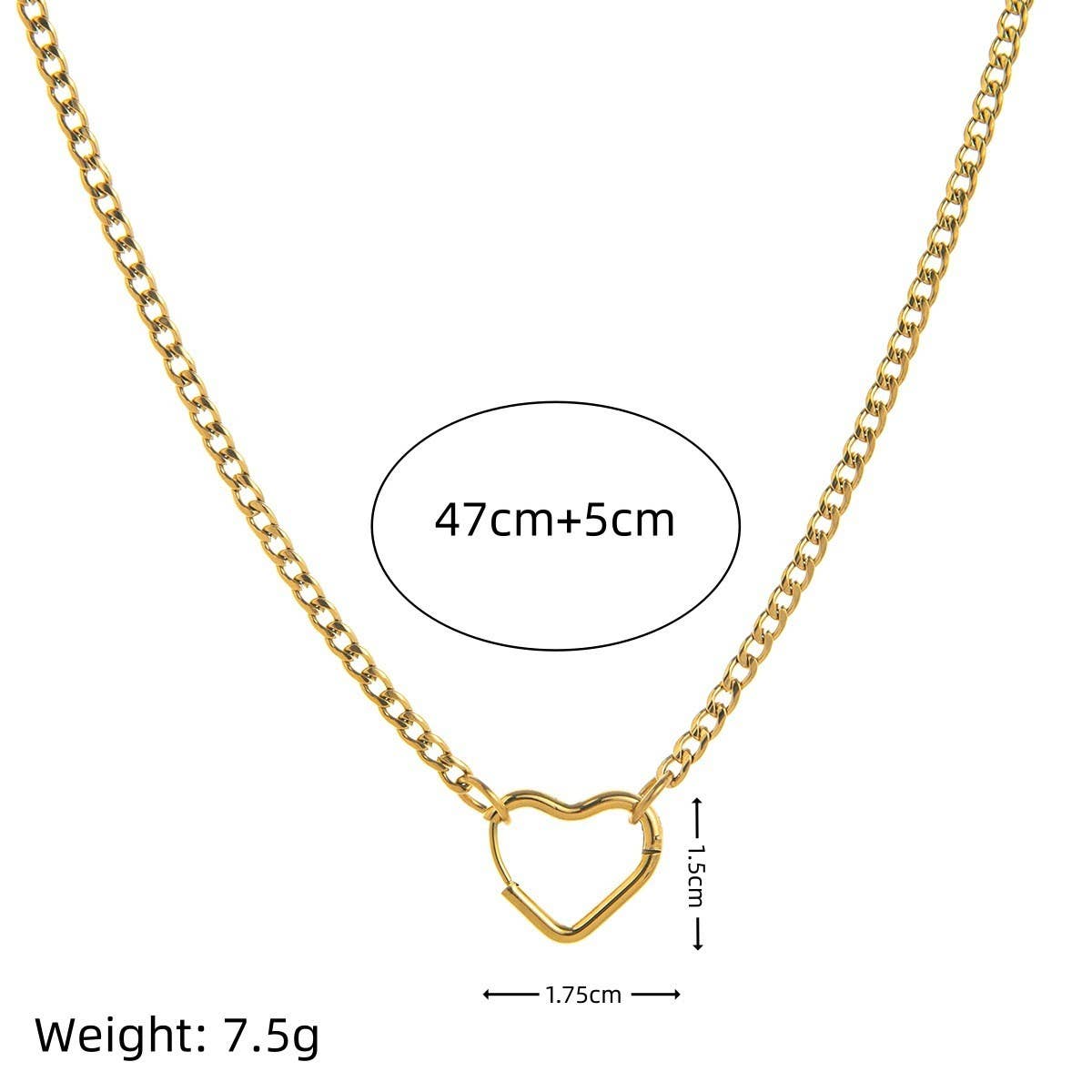 Basic loose chain heart round necklace_CWMM5711