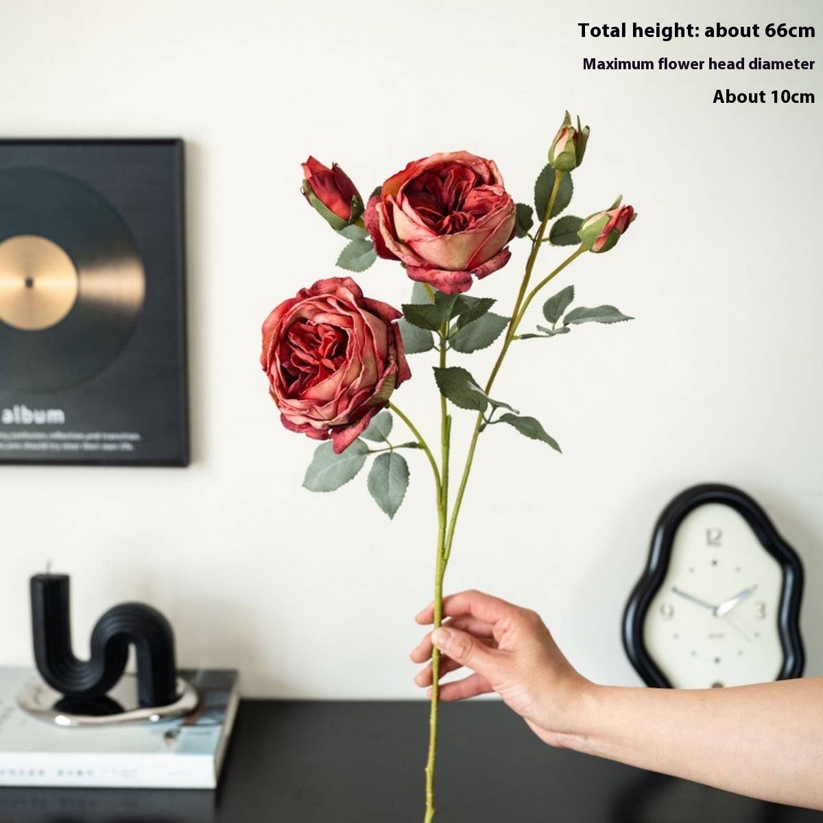 Multi-Head Burnt Edge Austin Rose Faux Bouquet