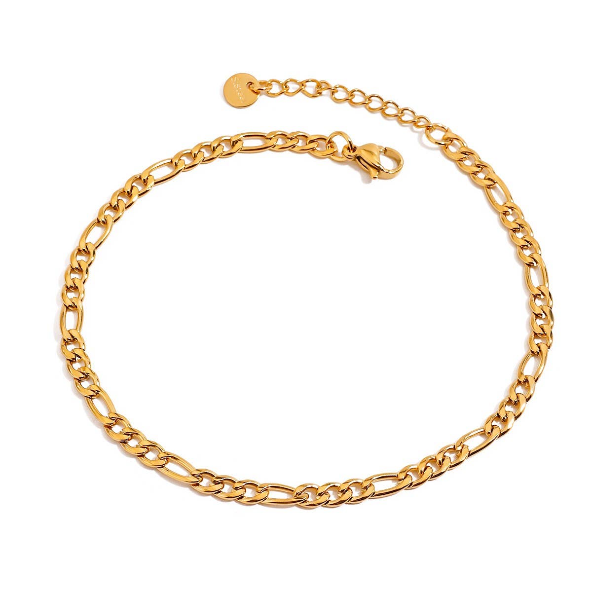 18K Gold Figaro Chain Anklet, Stainless Steel_CWAJE4754