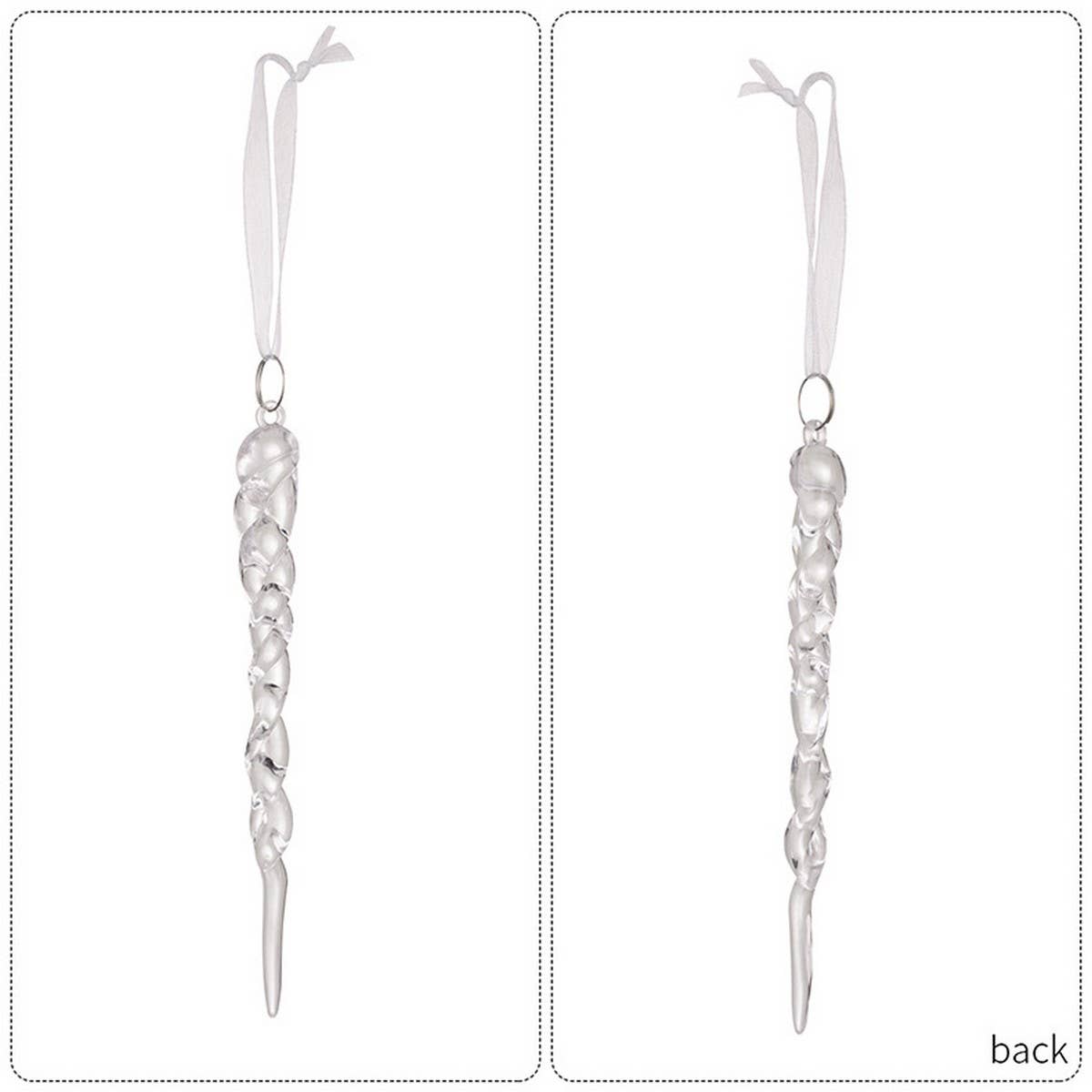 CWMM10169_18PCS CLEAR ACRYLIC ICICLE CHRISTMAS ORNAMENTS