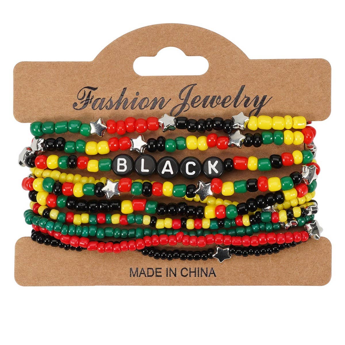 CWAJE05708_BOHO JUNETEENTH AFRICAN BEADED STRETCH BRACELET