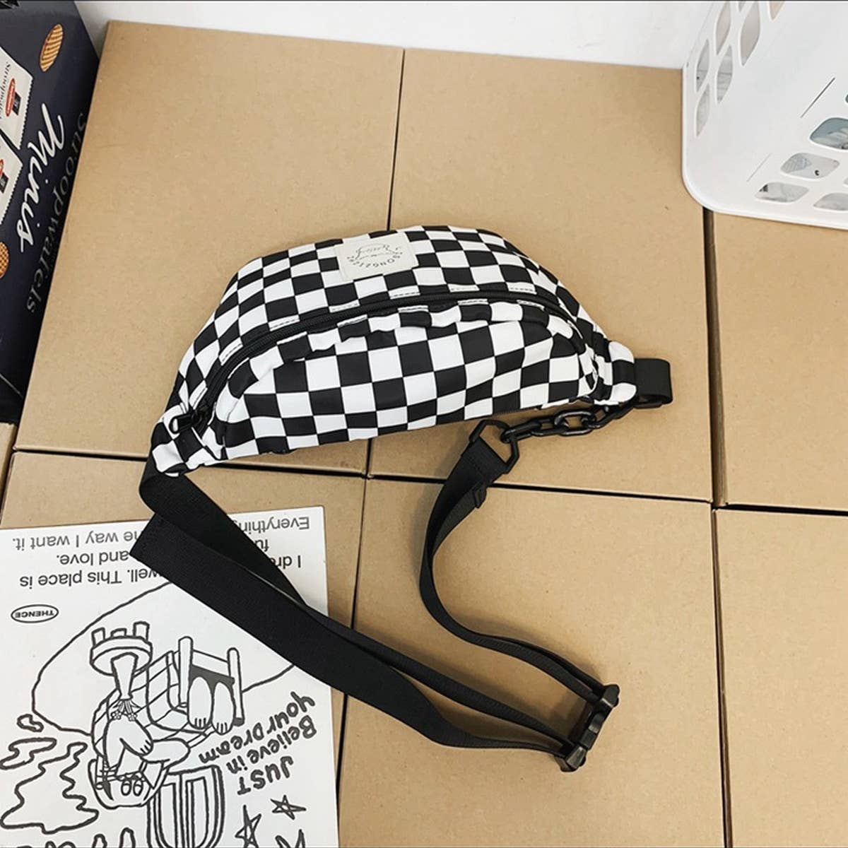 RETRO CLASSIC CONTRAST PLAID SHOULDER BAG_CWAB1605