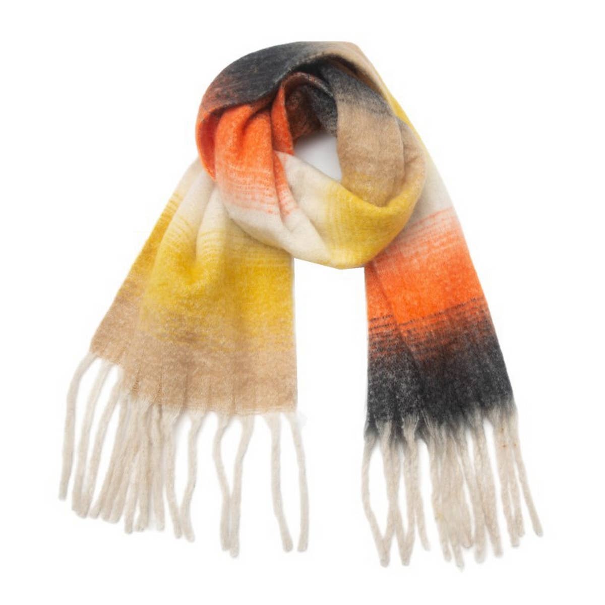 Gradient Chunky Tassel Scarf - Autumn and Winter