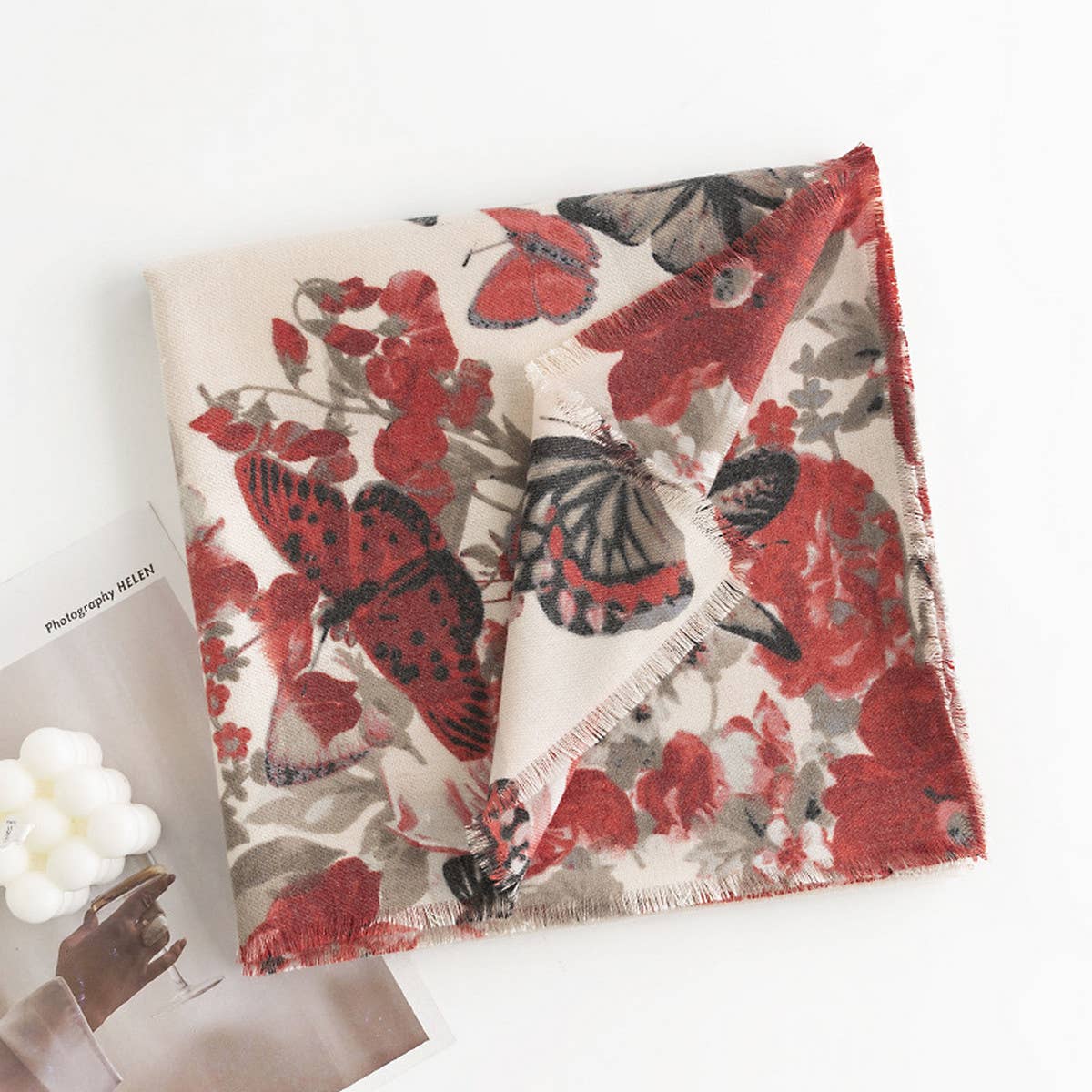 STYLISH WARM FRINGED TWILL FLORAL SCARF_CWASC0488