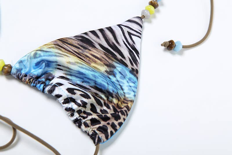 Trendy Sexy Printed Tie Bikini Three-Piece Set