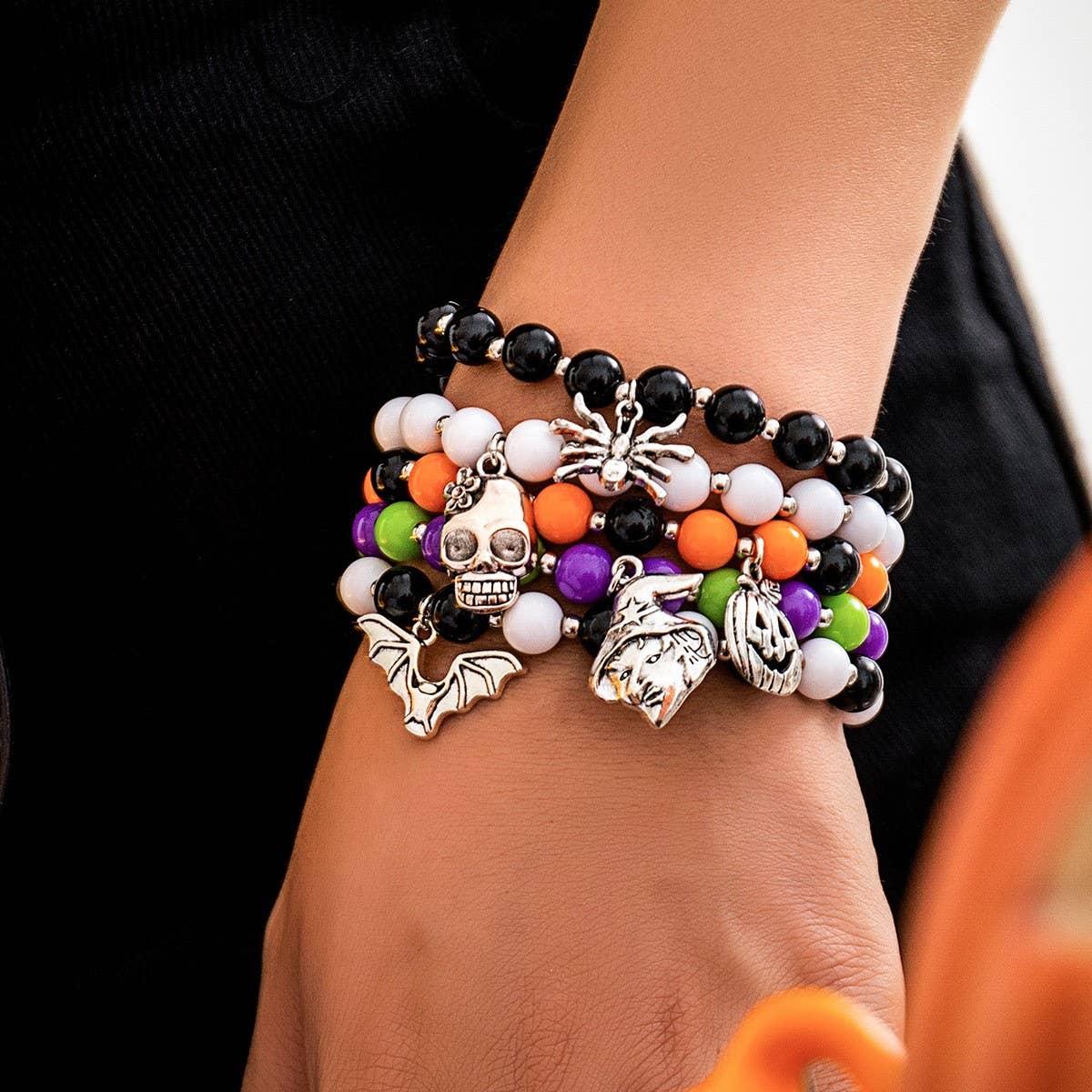 NEW SKULL PUMPKIN COLOR BRACELET SET
