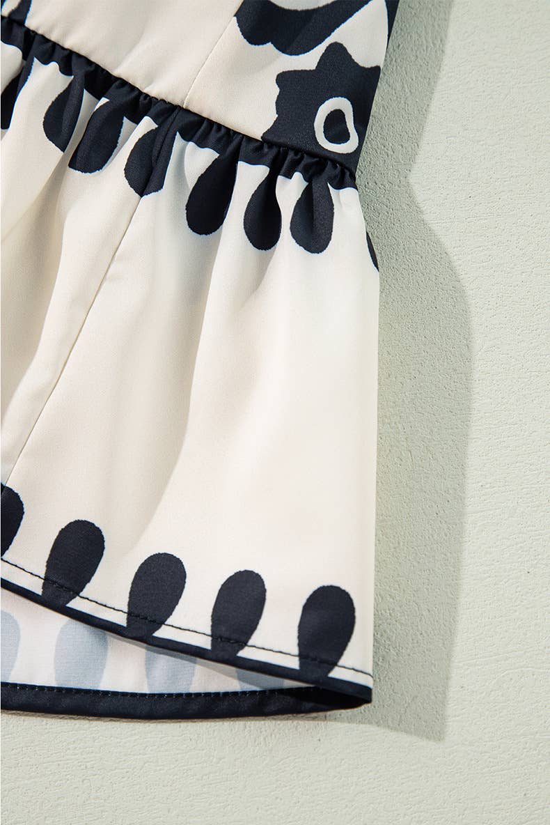 Loose straight leg vintage geometric print dress