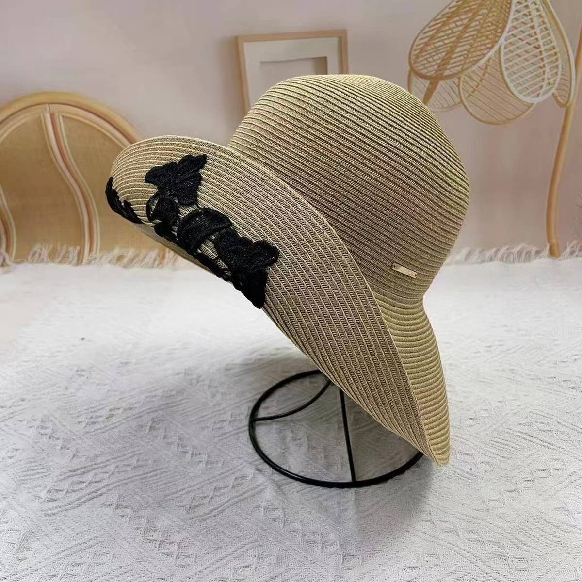 Summer embroidered lace flower sun hat_CWAH3487