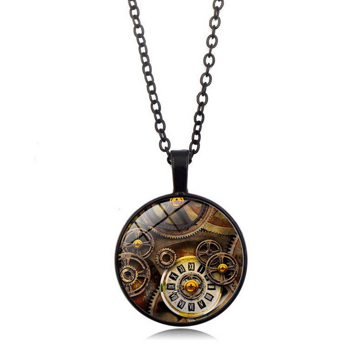 STEAMPUNK MECHANICAL TIME GEM NECKLACE JEWELRY_CWAJE0699