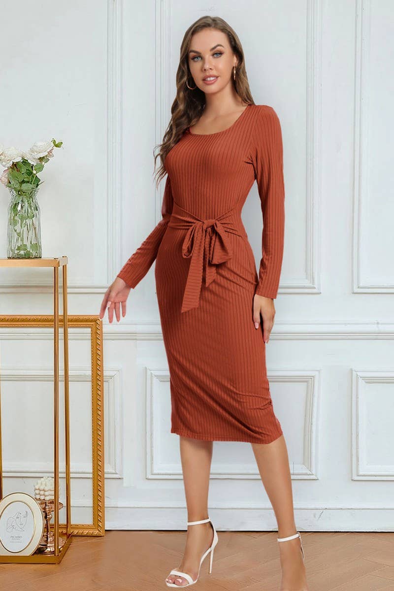 CWDMD4728_SOLID COLOR STRAPPY SLIT MID-LENGTH DRESS