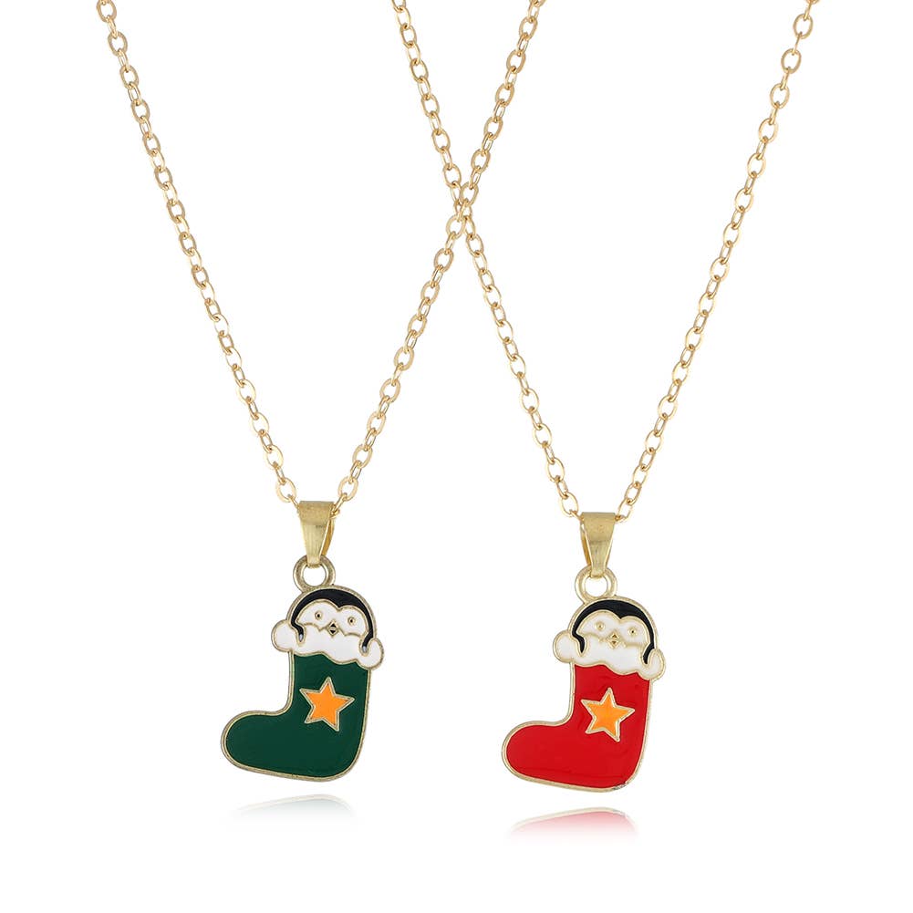 CHRISTMAS SNOWMAN CHRISTMAS TREE NECKLACE SET