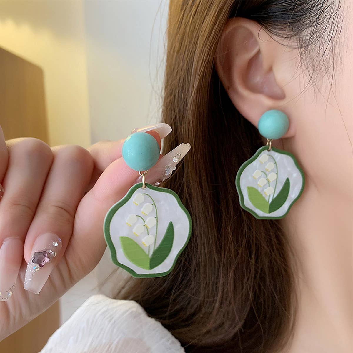 XINLING OIL PAINTING ORCHID EARRINGS_CWAJE1625