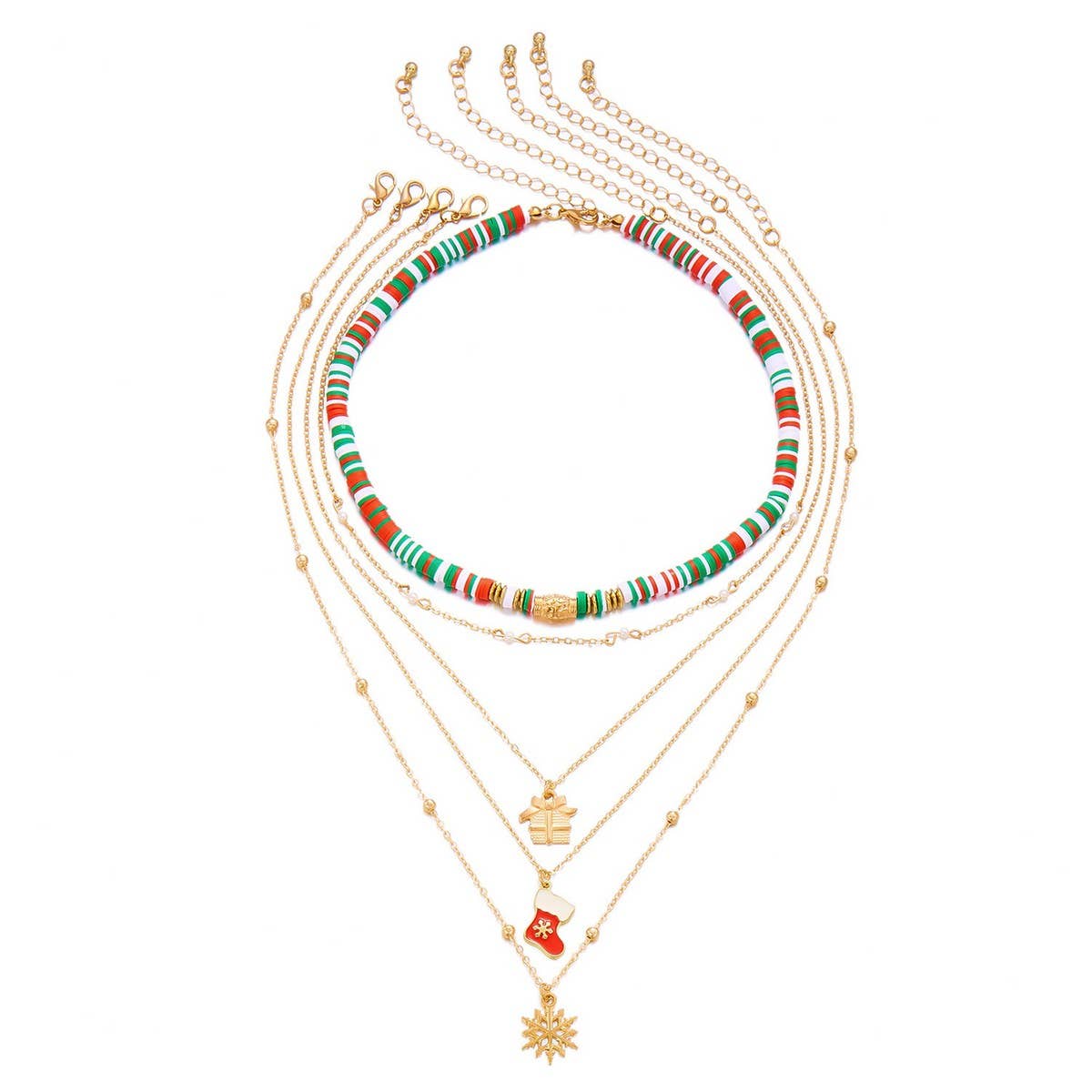 CWAJE2517_CHRISTMAS BEADED MULTI-LAYER NECKLACE