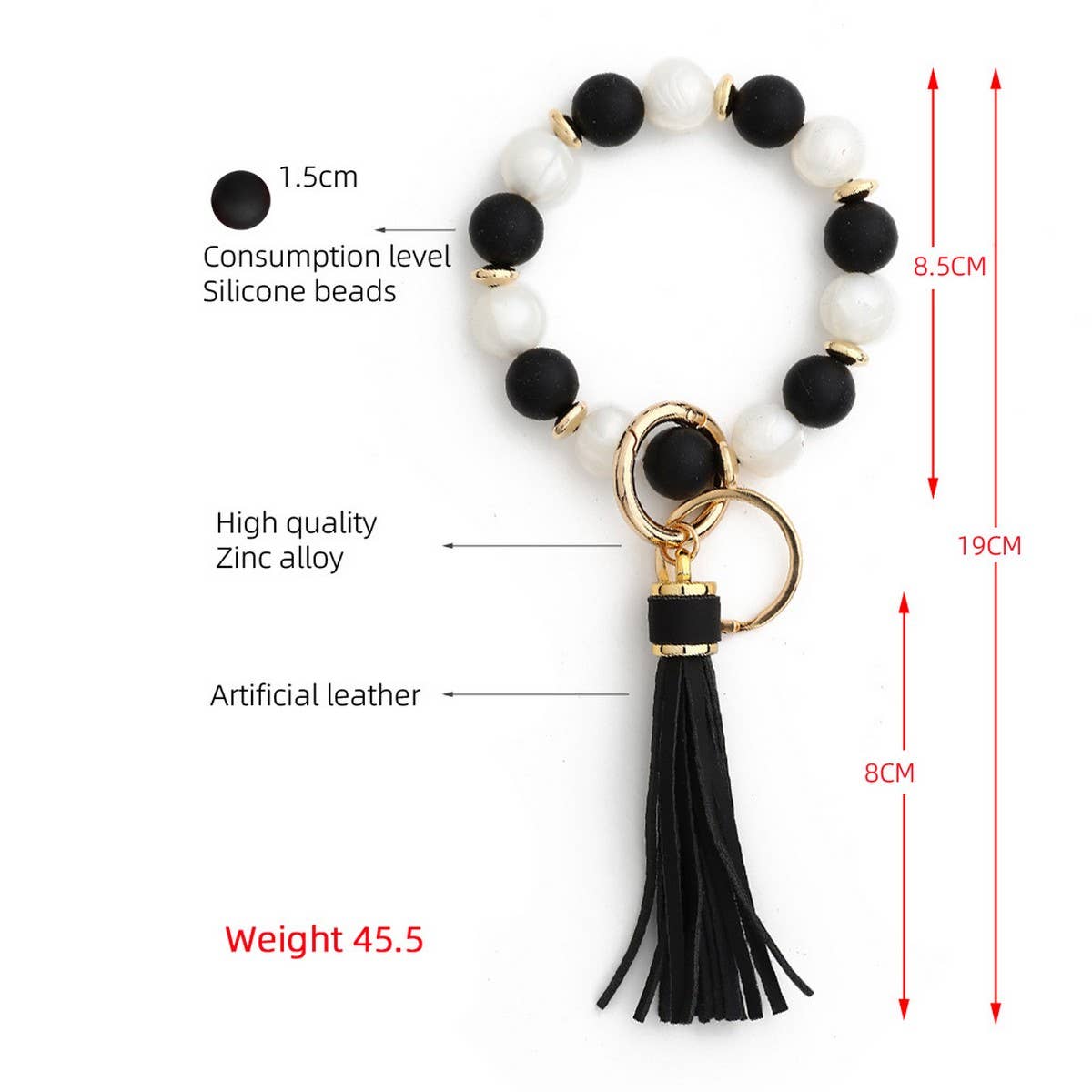 Silicone Bead Tassel Keychain with Wooden Beads_CWAB5078