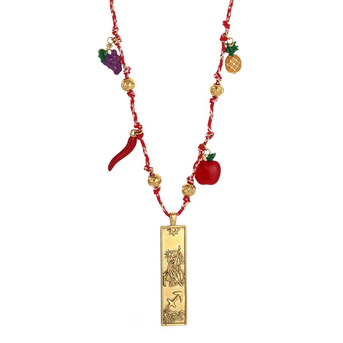 Handmade Zodiac Square Steel Cotton Necklace