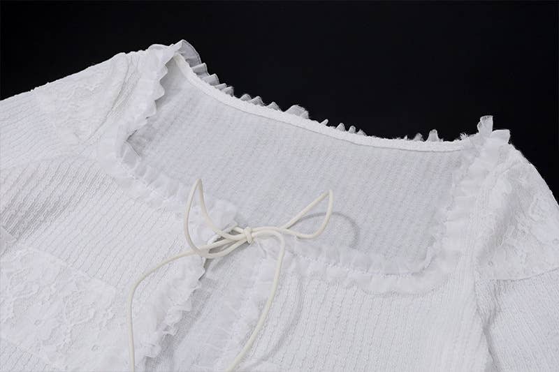 Knitted lace-up cardigan top cake shorts set