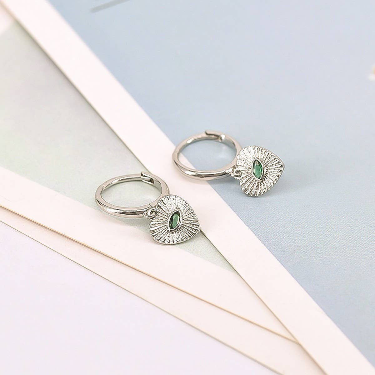 VINTAGE LOVE GREEN EVIL EYE HEART EARRINGS