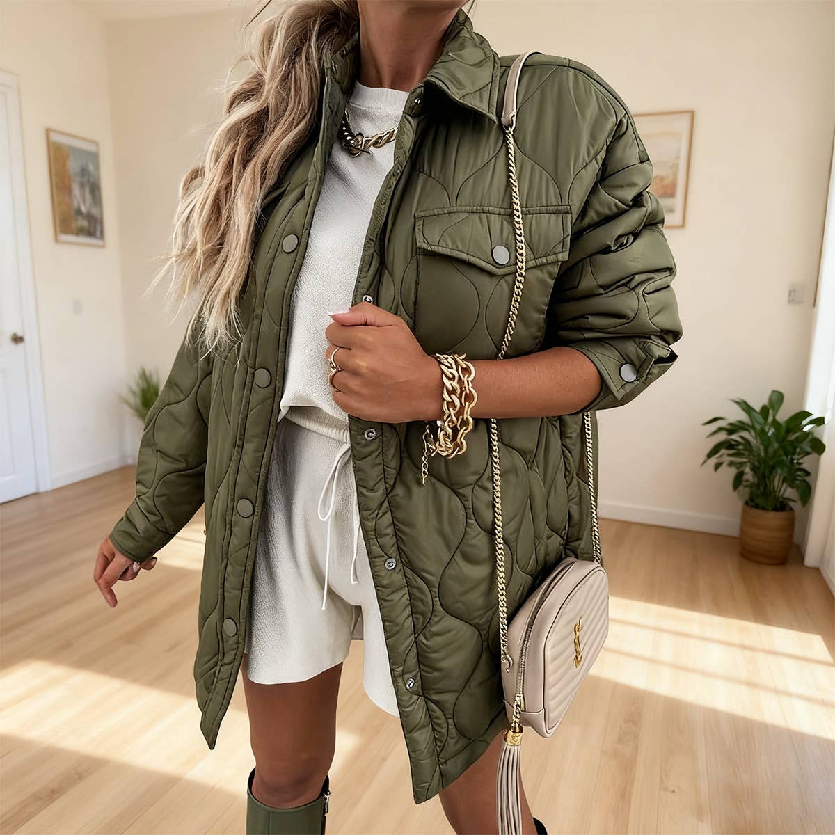 Single-breasted cotton-padded jacket