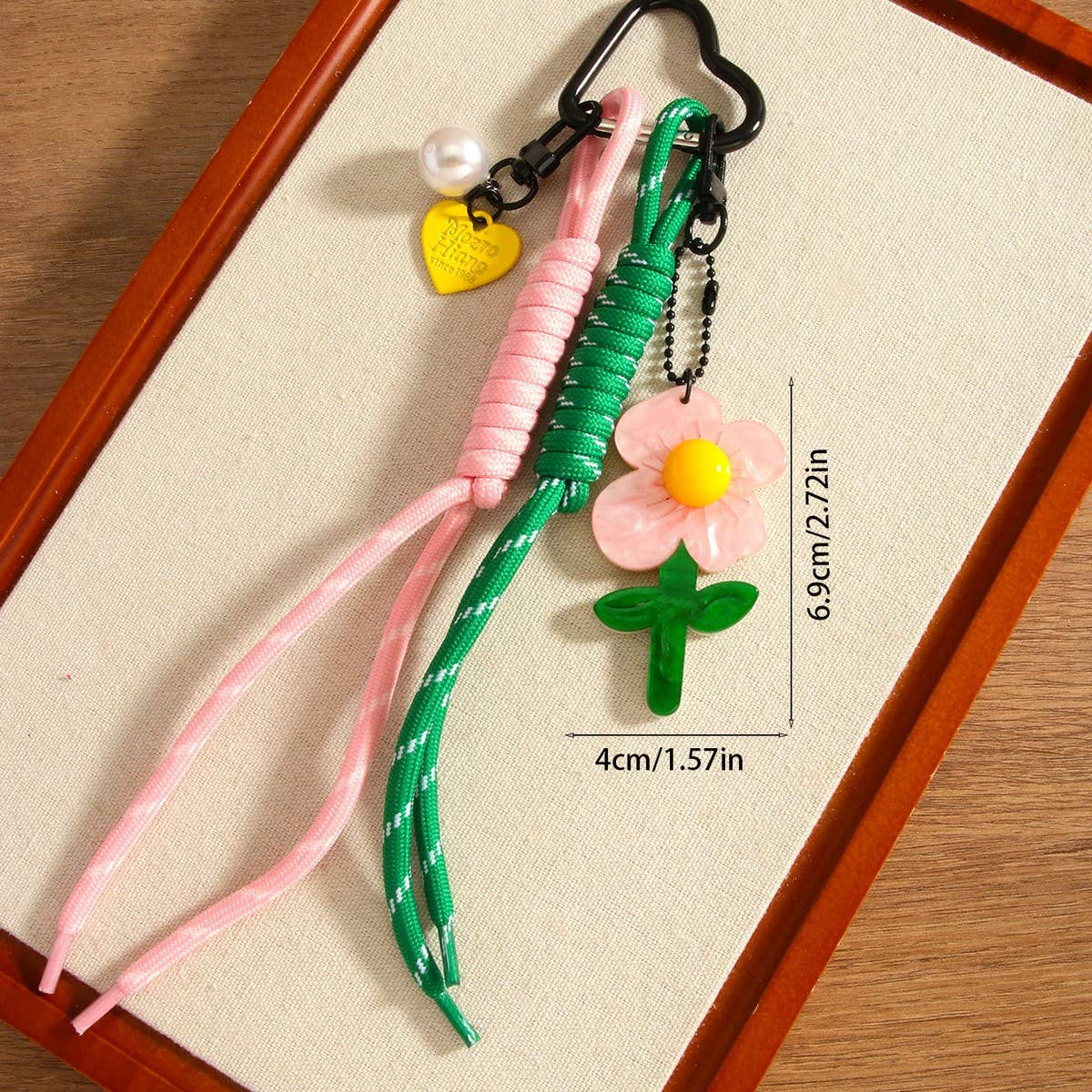 Colorful Acrylic Flower Keychain with Pearls