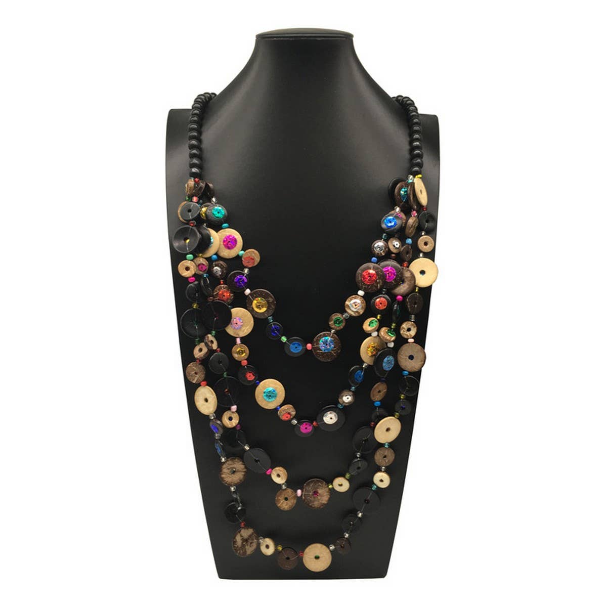 BOHEMIAN COCONUT SHELL SEQUIN LONG NECKLACE_CWMM4554