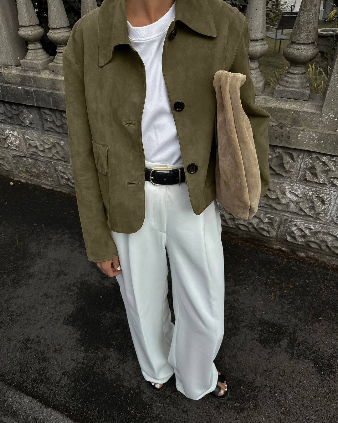 Single-breasted solid-color long-sleeved jacket