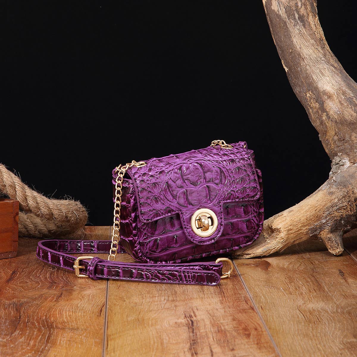 WOMEN MULTI-COLOR CROCODILE PATTERN SHOULDER BAG_CWAB2596