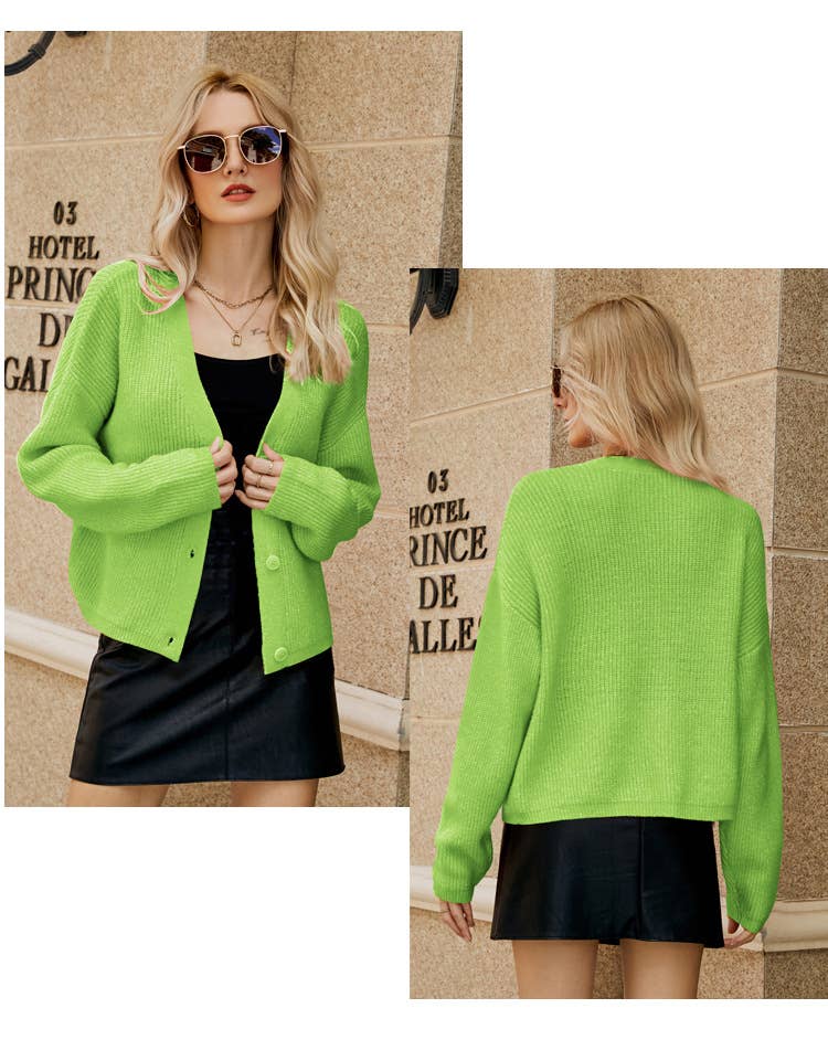 V-neck single-breasted long-sleeved cardigan