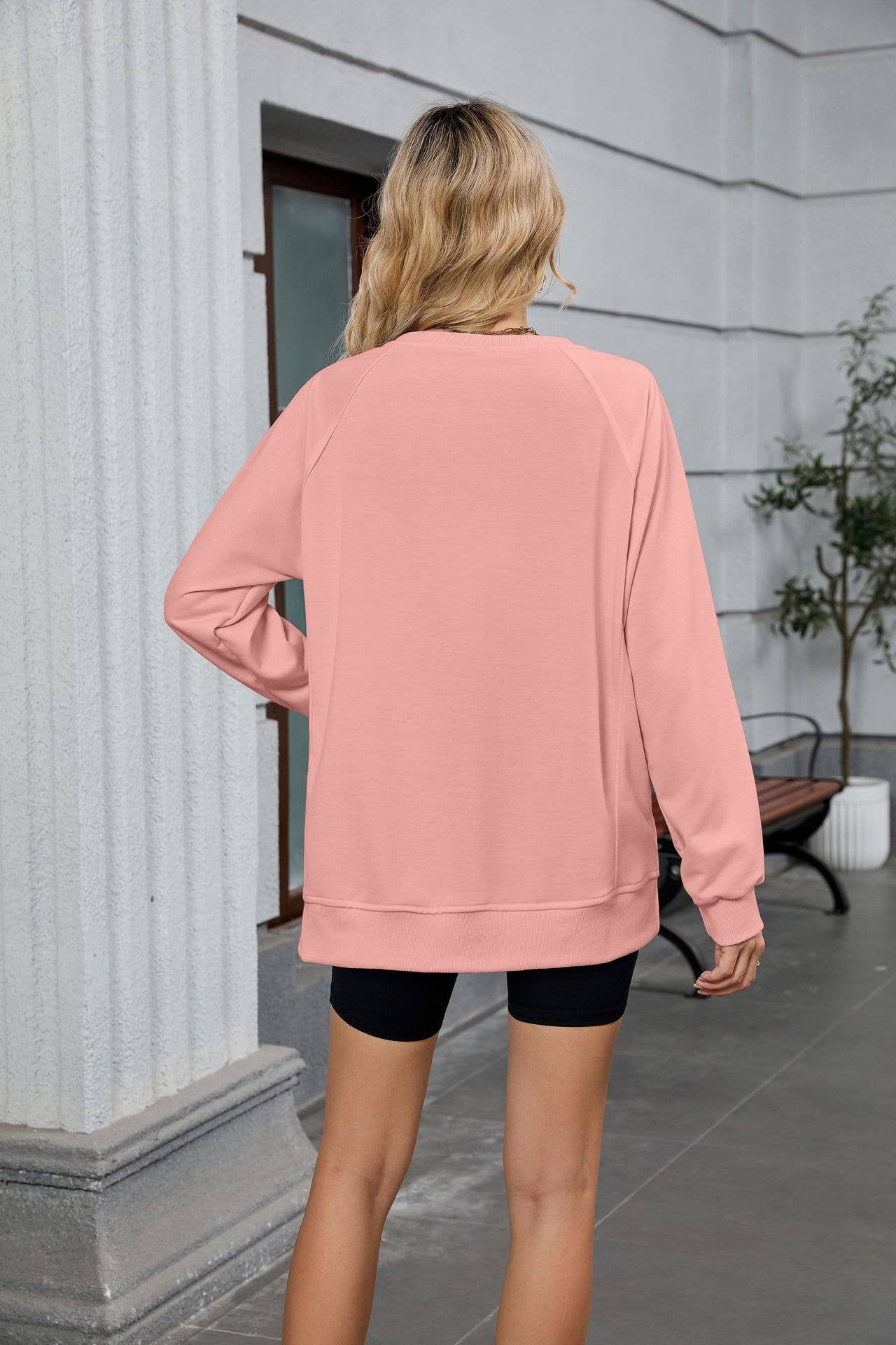 Round-neck thread Solid-color loose hoodie