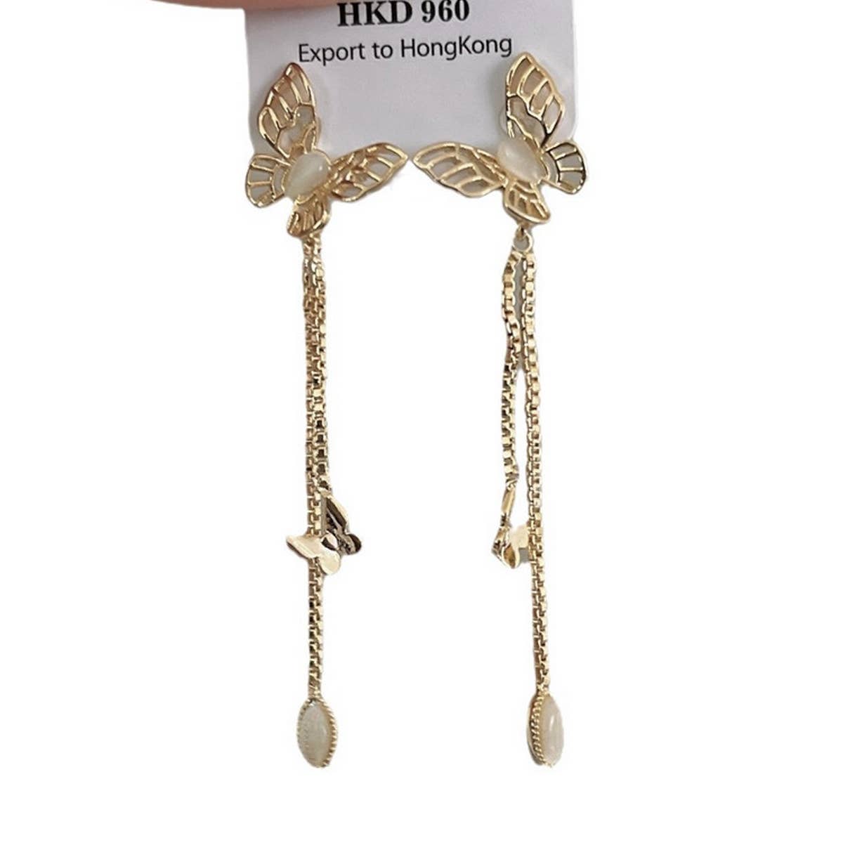 HOLLOW CAT'S EYE BUTTERFLY PENDANT STUD EARRINGS