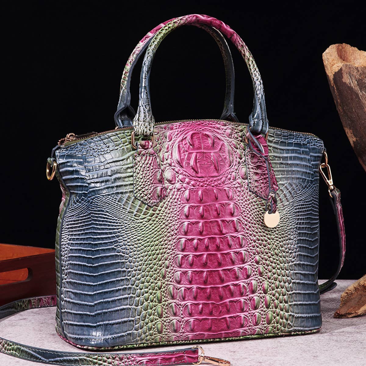 CLASSY CROCODILE PATTERN TOP HANDLE BAG_CWAB0572