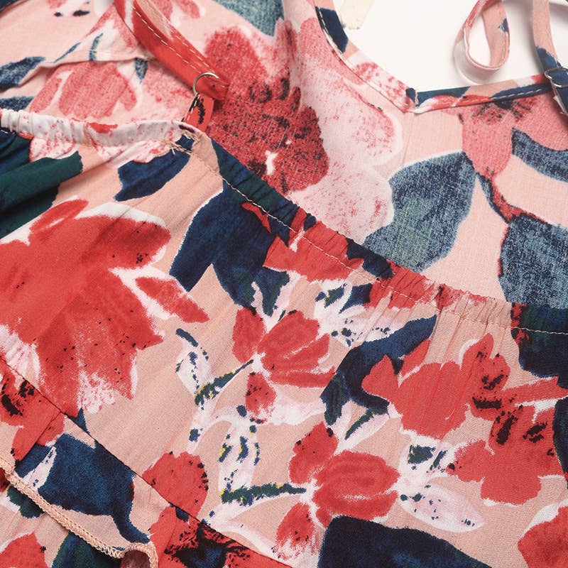 PRINTED HOLIDAY SLIP LONG DRESS