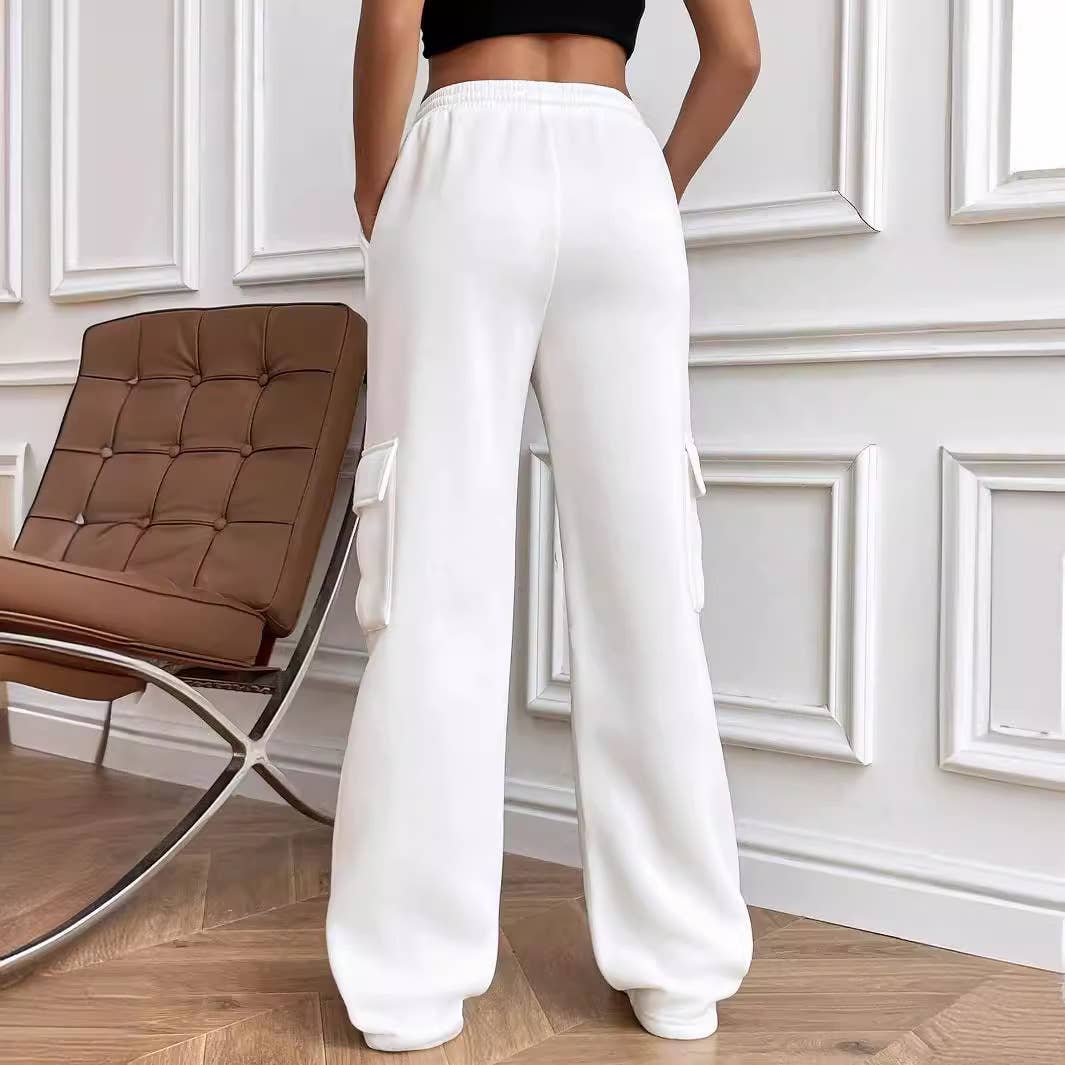 STRAIGHT-LEG HIGH-WAISTED SOLID-COLOR SWEATPANTS