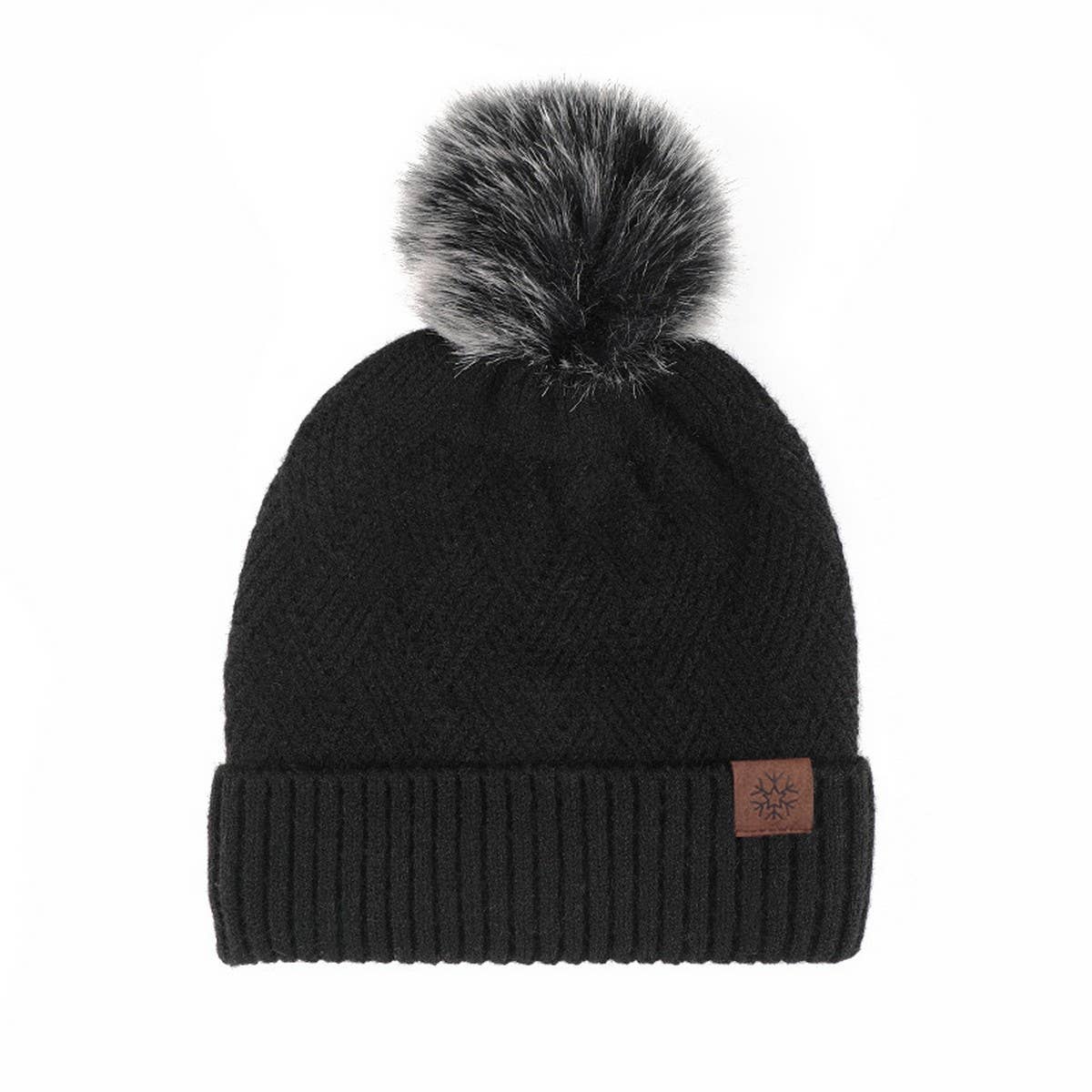 WINTER DOUBLE PLUSH BALL KNITTED HAT FOR WOMEN_CWAH2456