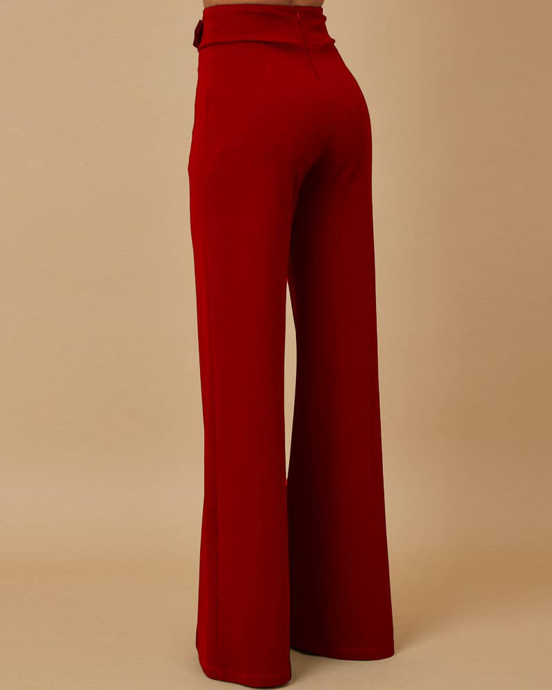 HIGH-WAISTED METAL BELTS STRAIGHT-LEG PANTS