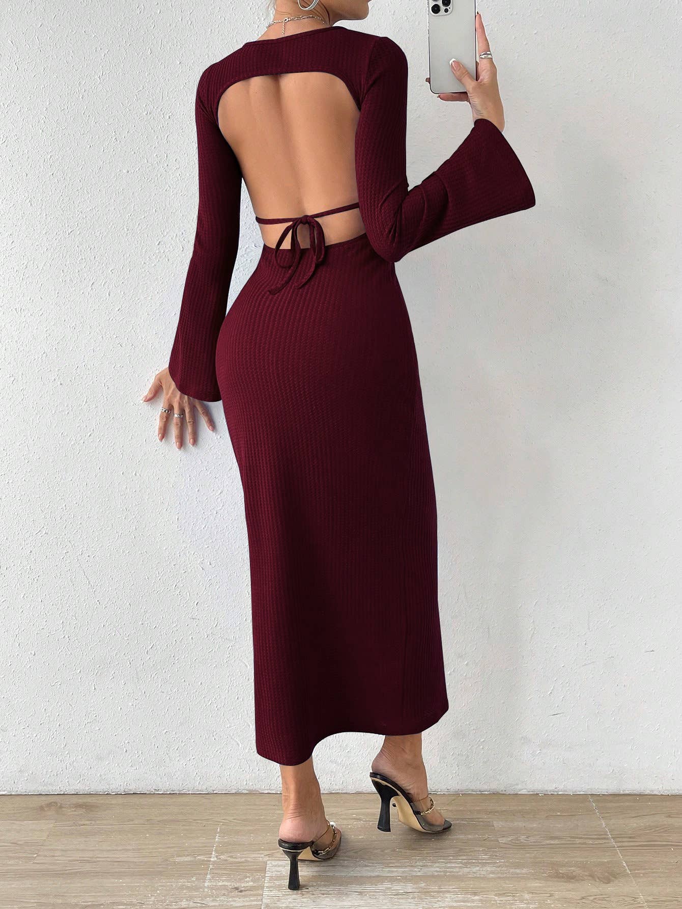 SLIMMING WAIST WRAP HIP FISHTAIL BACKLESS DRESS